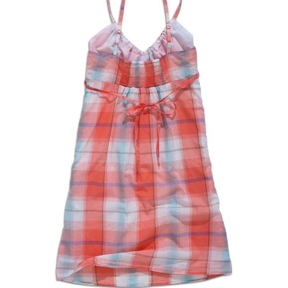 Brand New with Tags. Burnt Orange Gingham V-Neck Dress - Picture 2 of 2